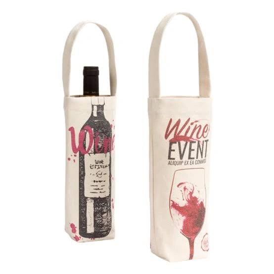 Logo Printed Cotton Wine Bags